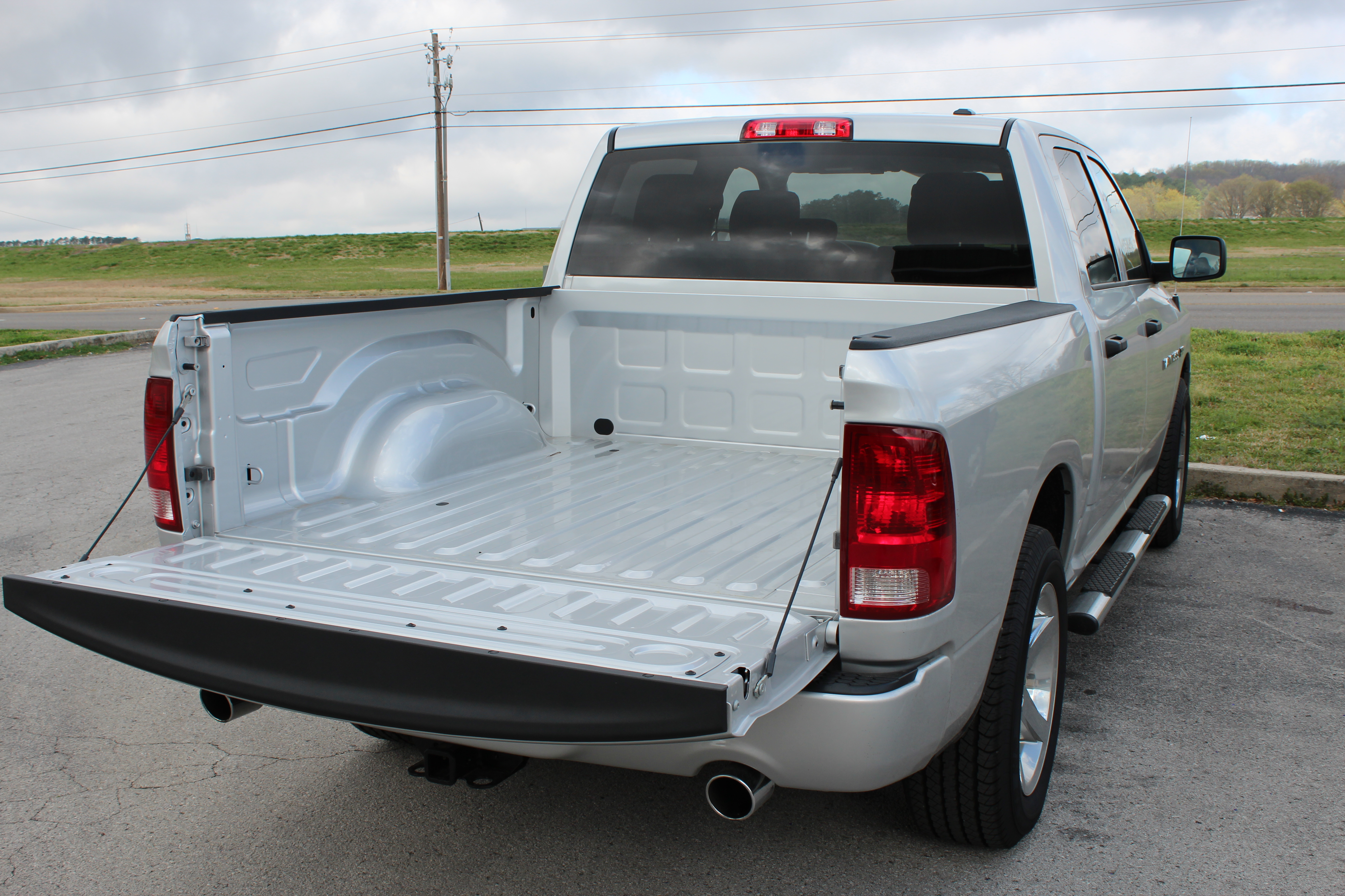 silver RAM truck spray on bed liner